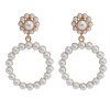 E-5843 Fashion Geometric Exaggerated Circle Diamond Pearl Flowers Earrings