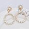 E-5843 Fashion Geometric Exaggerated Circle Diamond Pearl Flowers Earrings