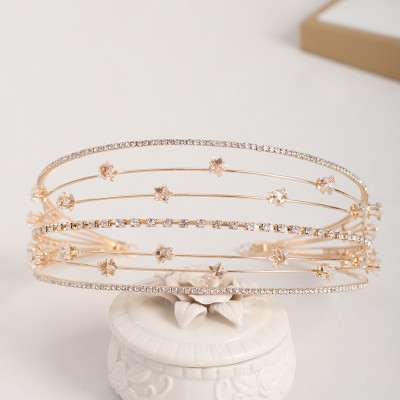 F-0764 Fashion silver crystal alloy star Multi-layer hair band hair accessories bridal jewelry