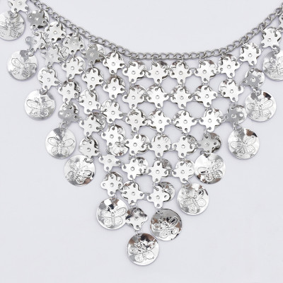 N-7389 Bohemian metal alloy butterfly carved flower bell tassel dance waist chain ethnic style woman beach sexy body chain Jewelry