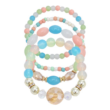 B-1051 4Pcs/Set Boho Style Beaded Adjustable Bracelets For Women Charming Jewelry Accessory