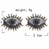 E-5851 Vintage gold long eyelashes crystal color stone eyes earrings party jewelry earrings