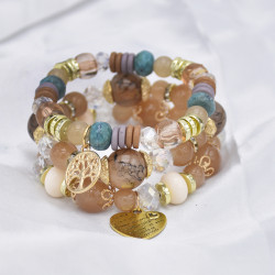 B-1055 3Pcs/Set Boho Beaded heart-shape pendant Bracelets Charming Jewelry Accessory