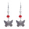 E-5852 Vintage Silver Metal Acrylic Beads Butterfly Drop Earrings for Women Wedding Party Jewelry Gift