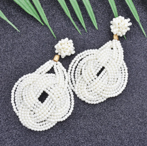 E-5862 Fashion elegant white pearl tassel earrings urban party women gift jewelry