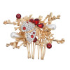 F-0781 Golden Pearl Rhinestone Butterfly Hair Ornament Headdress Earring Set