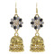 E-5865 Vintage Ethnic Style Tassel Bell Beads with Enamel Flower-shaped  Jhumka Earrings for Women
