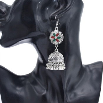 E-5867 Indian Jhumka Earrings for Women Boho Flower Bells Tassel Statement Earring Gypsy Party Jewelry