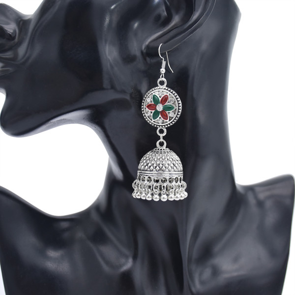 E-5867 Indian Jhumka Earrings for Women Boho Flower Bells Tassel Statement Earring Gypsy Party Jewelry