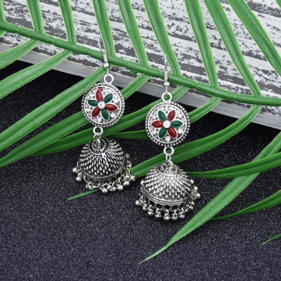 E-5867 Indian Jhumka Earrings for Women Boho Flower Bells Tassel Statement Earring Gypsy Party Jewelry