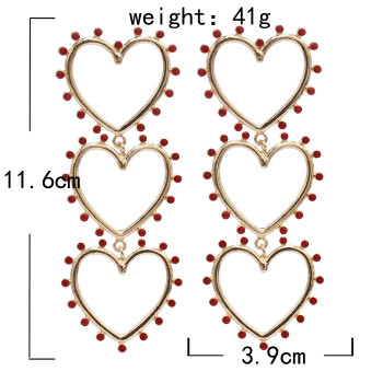 E-5868 Fashion Rhinestone Heart Pendant Long Earrings for Women Wedding Party Jewelry Gift