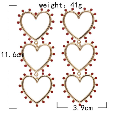 E-5868 Fashion Rhinestone Heart Pendant Long Earrings for Women Wedding Party Jewelry Gift