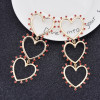 E-5868 Fashion Rhinestone Heart Pendant Long Earrings for Women Wedding Party Jewelry Gift