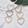 E-5868 Fashion Rhinestone Heart Pendant Long Earrings for Women Wedding Party Jewelry Gift