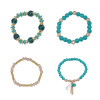 B-1057 4Pcs/Set Boho Style Adjustable Beaded Bracelets Bangle for Women Vacation Jewelry Accessory