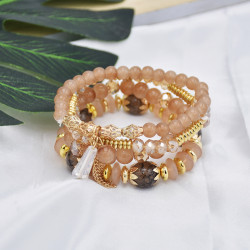 B-1057 4Pcs/Set Boho Style Adjustable Beaded Bracelets Bangle for Women Vacation Jewelry Accessory
