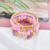 B-1057 4Pcs/Set Boho Style Adjustable Beaded Bracelets Bangle for Women Vacation Jewelry Accessory