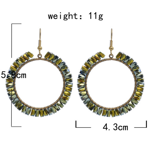 E-5872 4 Colors Bohemian style Acrylic Beads Round Circle Drop Dangle Earrings for Women Party Jewelry Gift