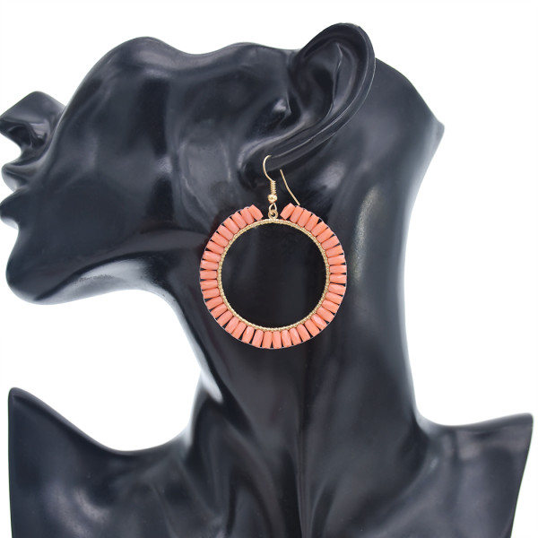 E-5872 4 Colors Bohemian style Acrylic Beads Round Circle Drop Dangle Earrings for Women Party Jewelry Gift