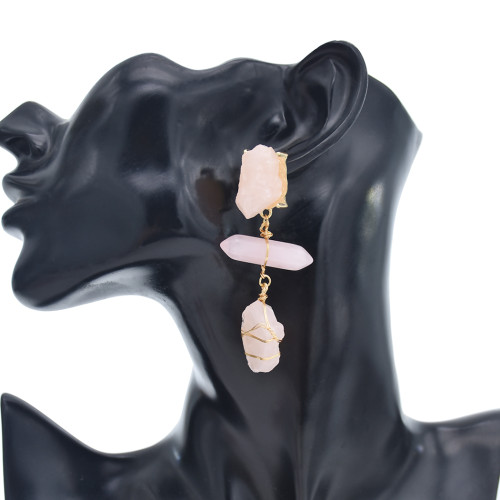 E-5870 Imitation Stone Acrylic Metal Winding Pendant Earrings