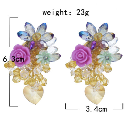 E-5875 Fashion Hand-woven Acrylic Crystal Flower Tassel Earrings