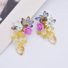 E-5875 Fashion Hand-woven Acrylic Crystal Flower Tassel Earrings