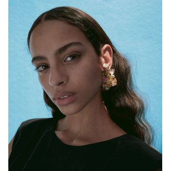 E-5875 Fashion Hand-woven Acrylic Crystal Flower Tassel Earrings