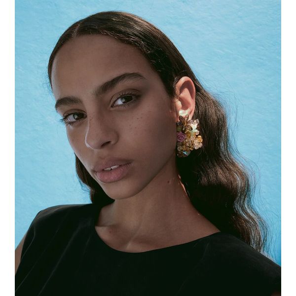 E-5875 Fashion Hand-woven Acrylic Crystal Flower Tassel Earrings