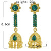 E-5876 Classic Golden Flower Diamond Pendant Bell Tassel Earring Party Gift Women Jewelry
