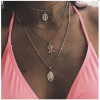 N-7400 Multilayer Gold Chain Coin Pendant Necklaces