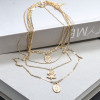 N-7400 Multilayer Gold Chain Coin Pendant Necklaces