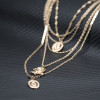 N-7400 Multilayer Gold Chain Coin Pendant Necklaces