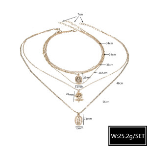 N-7400 Multilayer Gold Chain Coin Pendant Necklaces