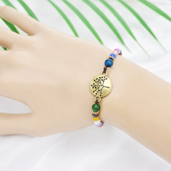 B-1059 Vintage golden bells colorful beads woven bracelets charming jewelry accessories