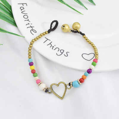 B-1059 Vintage golden bells colorful beads woven bracelets charming jewelry accessories