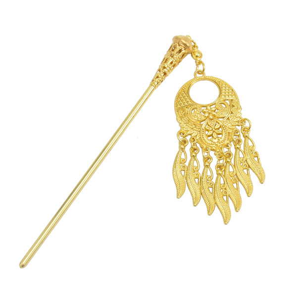 F-0784 Antique Vintage China Ethnic Hair Sticks Carved Flower Pendant Tassel For Women Unique Jewelry Hair Accessories