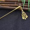 F-0784 Antique Vintage China Ethnic Hair Sticks Carved Flower Pendant Tassel For Women Unique Jewelry Hair Accessories