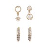 E-5885  4Pcs/Set Bohemian Style Gold Alloy Rhinestone Moon Star Stud Earrings for Women Party Jewelry