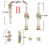 E-5887  5Pcs/Set Bohemian Style Gold Alloy Rhinestone Moon Star tassel Stud Earrings for Women Party Jewelry
