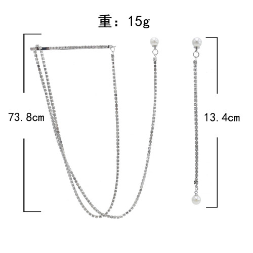 E-5888 New Long Crystal Tassel Pearl Dangle Earrings for Women Wedding Drop Earrings with hairpin Fashion Jewelry Gifts