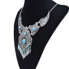 N-7405 Bohemian Vintage Hollow Out green beaded Tassel Necklace Earring Set Ethnic Ornament Jewelry Set