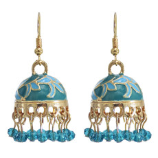 E-5891 Vintage Gold Alloy Bells Tassel Birdcage Indian Jhumka Earrings for Women Bohemian Party Jewelry
