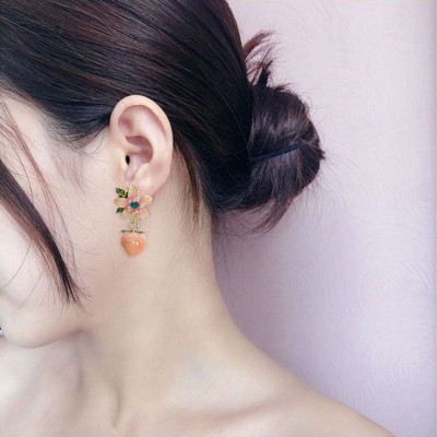 E-5892 Korean New Arrival Sweet Crystal Holiday Flower Stud Earrings For Women Fashion Elegant Oorbellen Bijoux Party Gifts