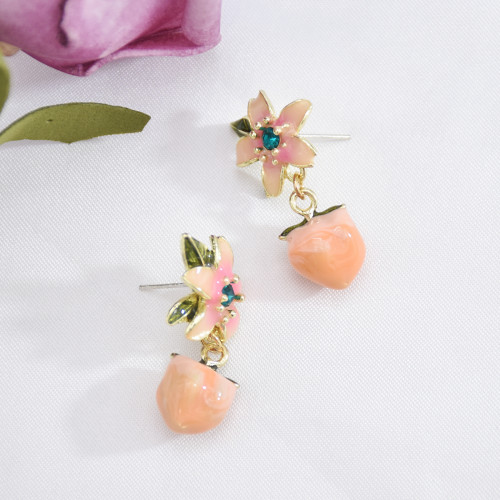 E-5892 Korean New Arrival Sweet Crystal Holiday Flower Stud Earrings For Women Fashion Elegant Oorbellen Bijoux Party Gifts
