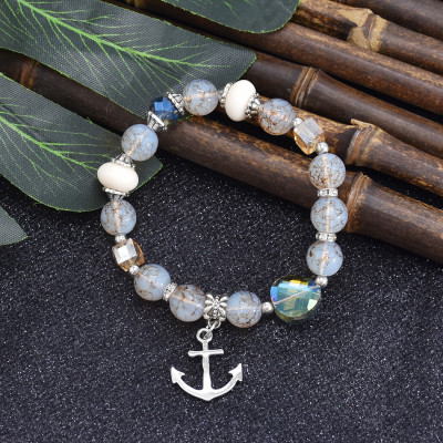 B-1063  Pattern color beads transparent crystal bracelet ethnic style beaded ladies new jewelry