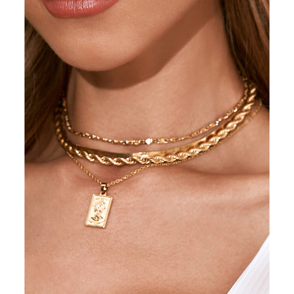 N-7406  4Pcs/Set Silver Gold Chain Human Head Pendant Choker Necklaces for Women Bohemian Party Jewelry