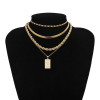 N-7406  4Pcs/Set Silver Gold Chain Human Head Pendant Choker Necklaces for Women Bohemian Party Jewelry