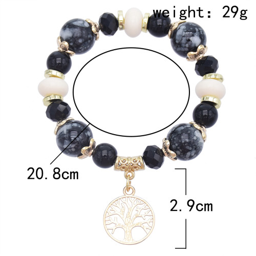 B-1064  Bohemia Vintage white/brack beaded gold alloy tree shape bracelet bangle summer hand Bracelet Jewelry