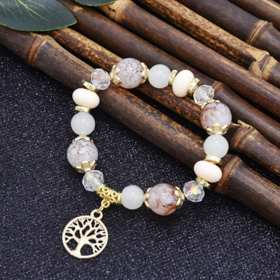 B-1064  Bohemia Vintage white/brack beaded gold alloy tree shape bracelet bangle summer hand Bracelet Jewelry