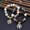 B-1064  Bohemia Vintage white/brack beaded gold alloy tree shape bracelet bangle summer hand Bracelet Jewelry